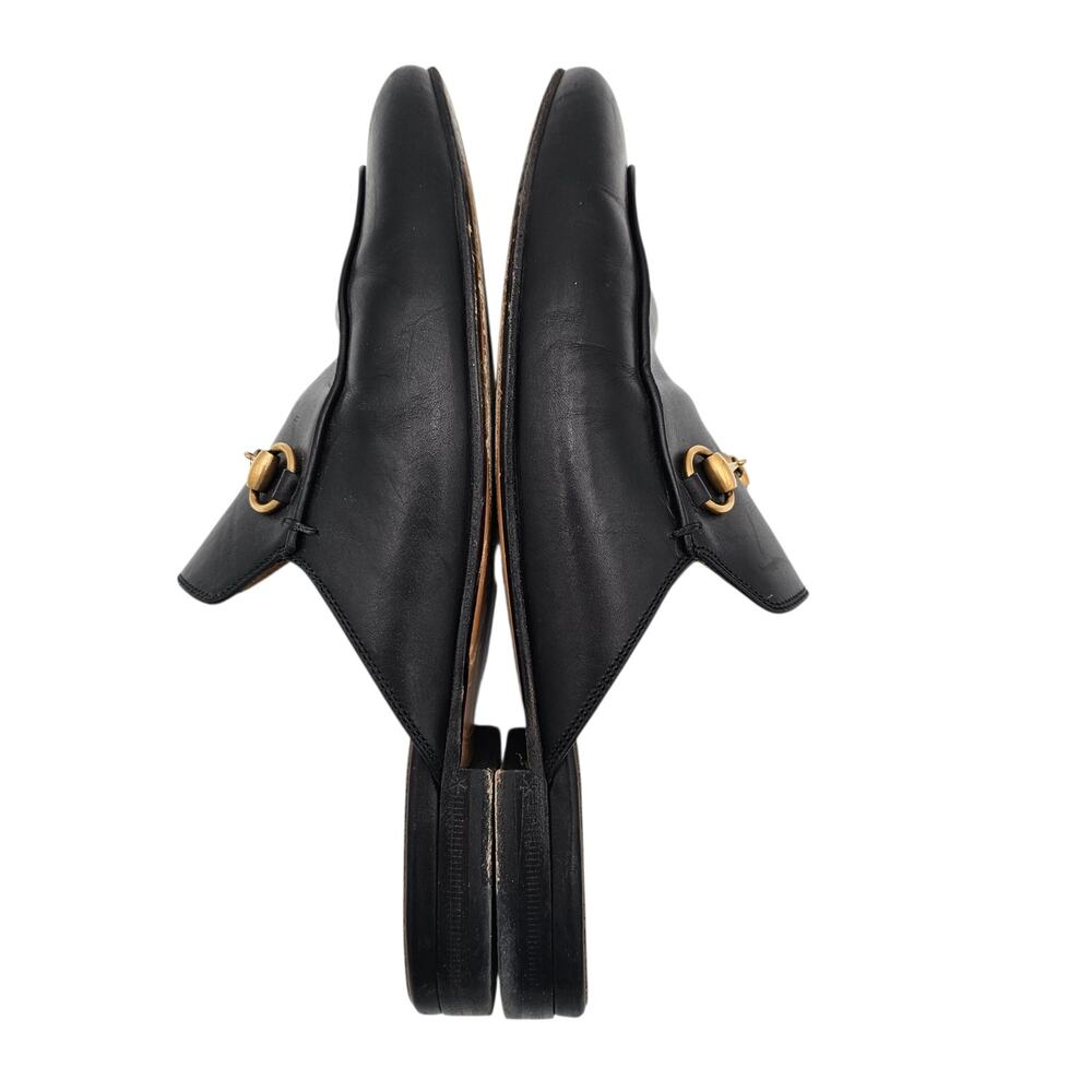 Gucci Princetown Horsebit Flat Mule Black Leather Slipper Size 38.5 US 8.5 - Picture 8 of 10